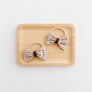 Girl Hair Tie Bow Plaid Pair (GPT6323)